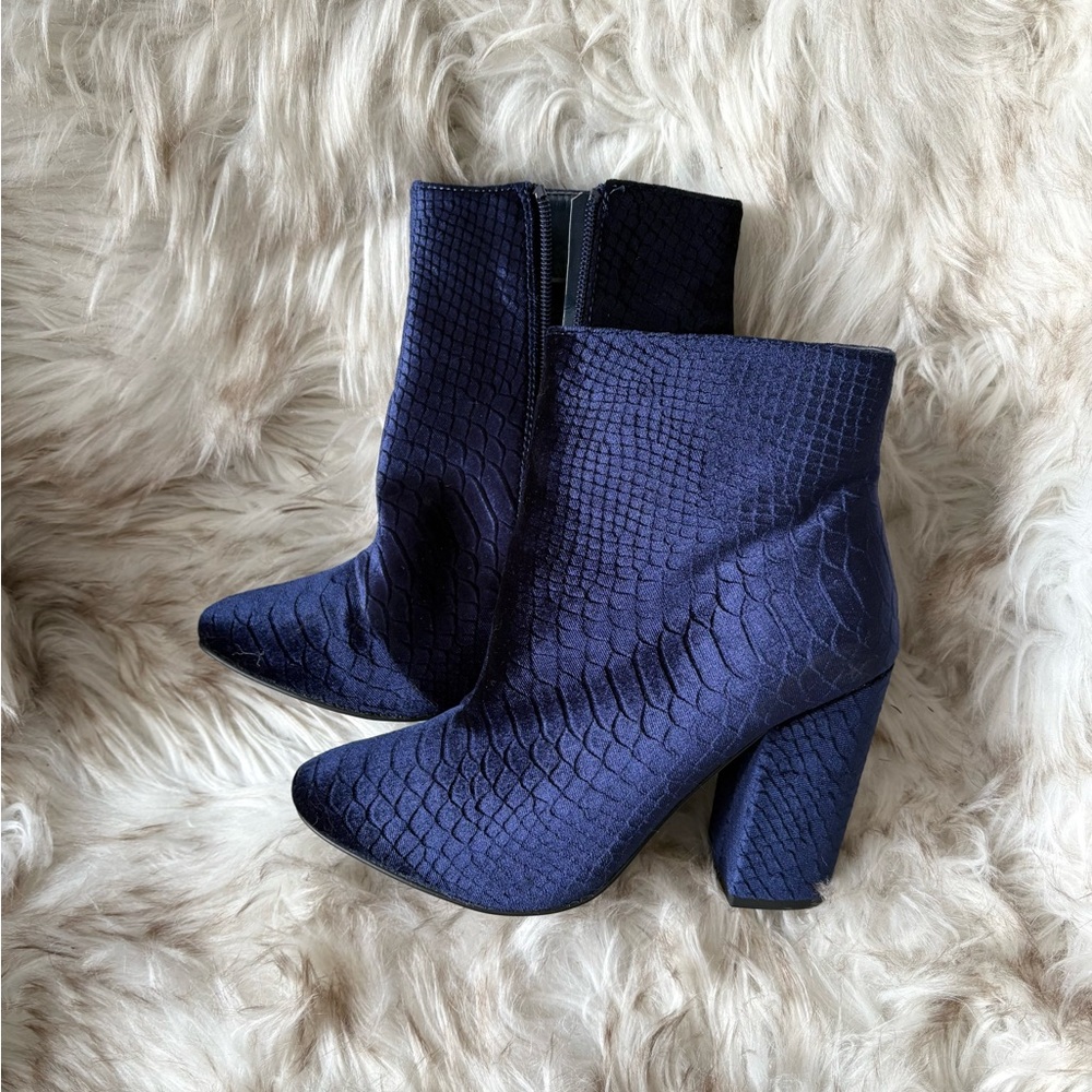 Blue Velvet Shoe Dazzle Booties